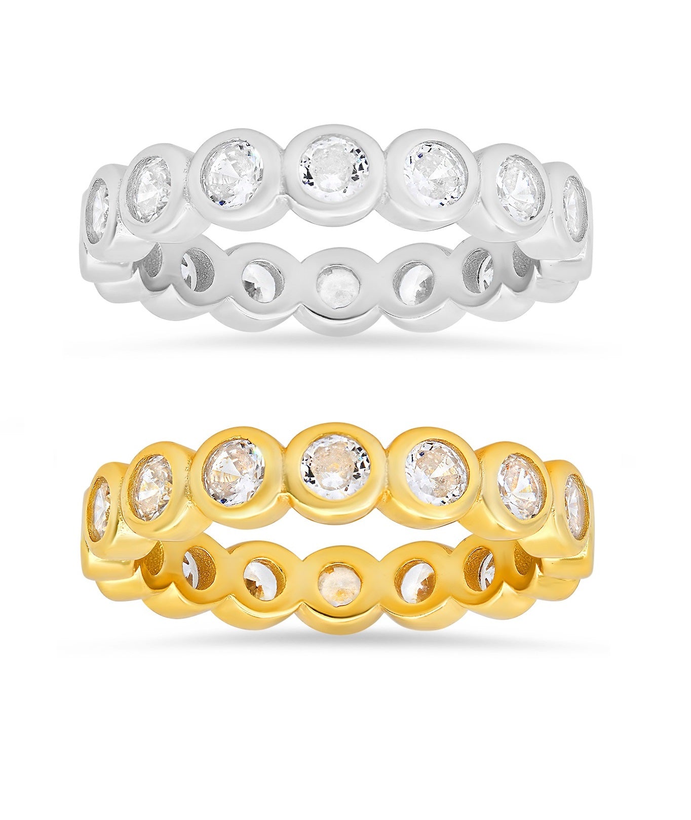 Sterling Silver Bezel-set Diamond CZ Eternity Band Ring