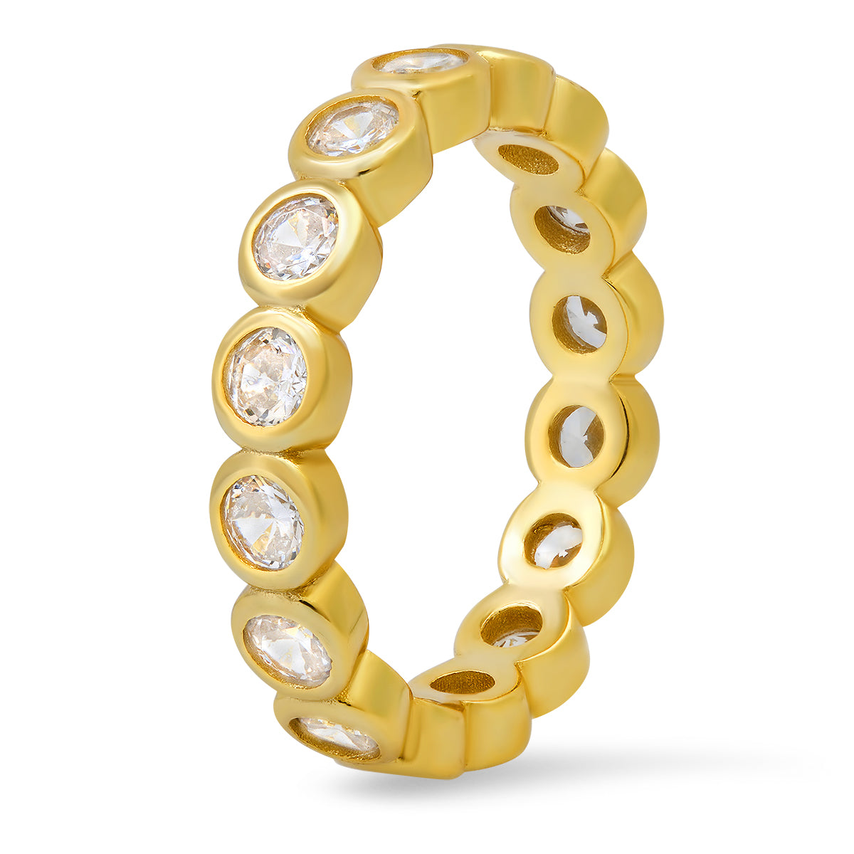 Sterling Silver Bezel-set Diamond CZ Eternity Band Ring