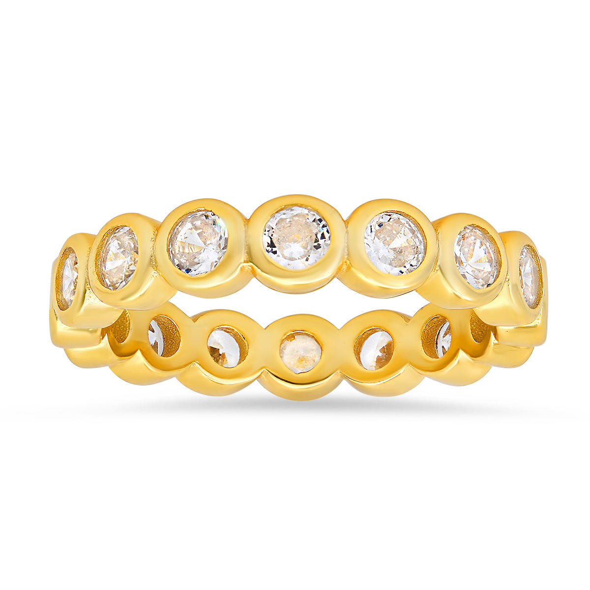 Sterling Silver Bezel-set Diamond CZ Eternity Band Ring