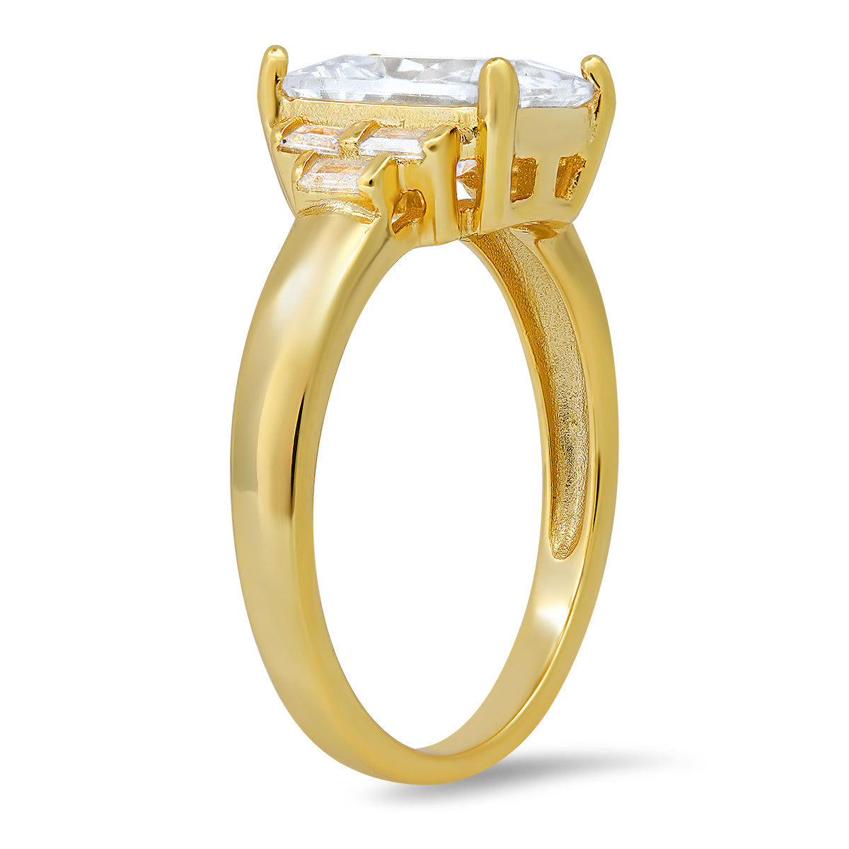 Sterling Silver Emerald-cut Diamond CZ Ring