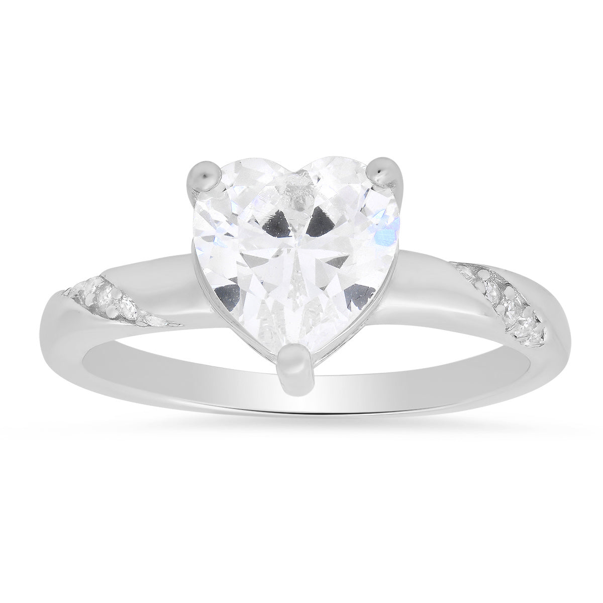 Sterling Silver Heart-cut Diamond CZ Ring