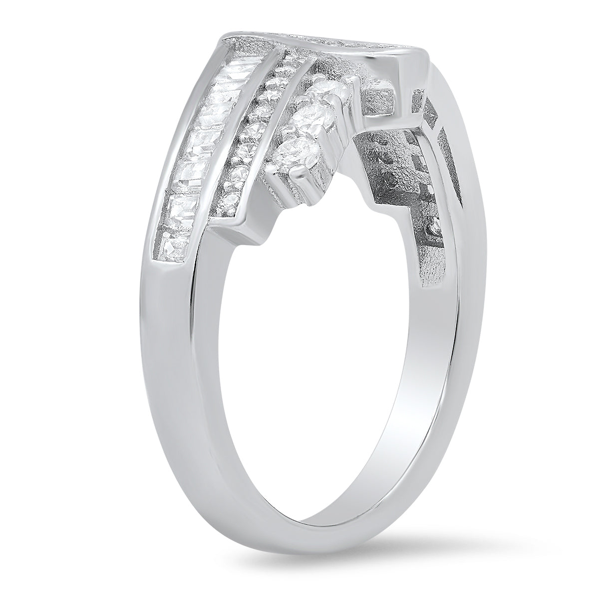 Sterling Silver Swirl CZ Ring