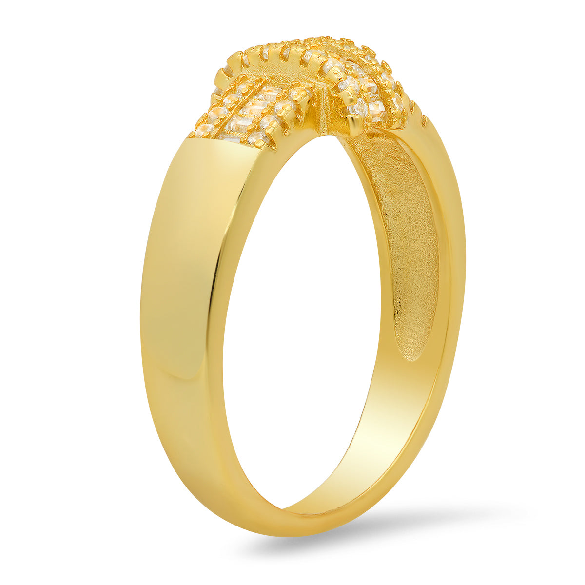 Yellow Gold Over Silver Baguette Twist CZ Ring