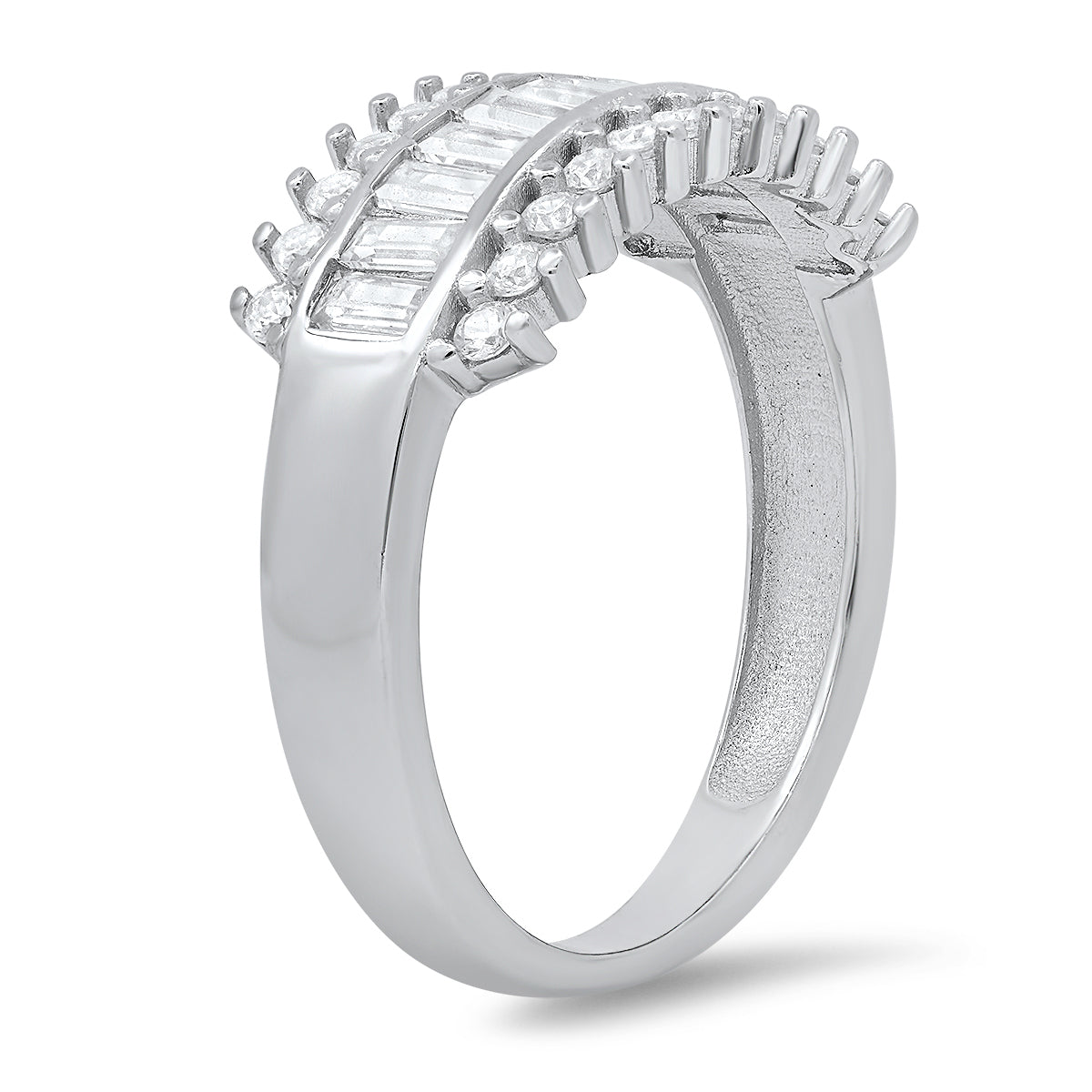 Sterling Silver Baguette CZ Band Ring