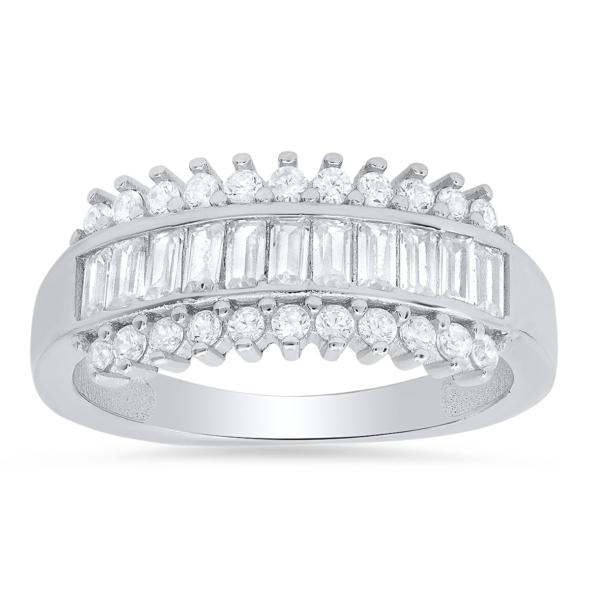 Sterling Silver Baguette CZ Band Ring