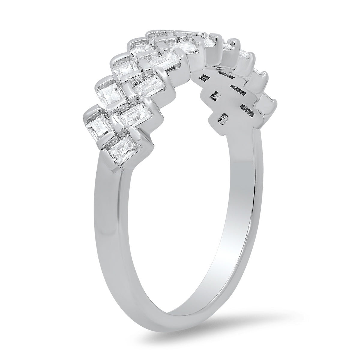 Sterling Silver Baguette-cut CZ Band Ring