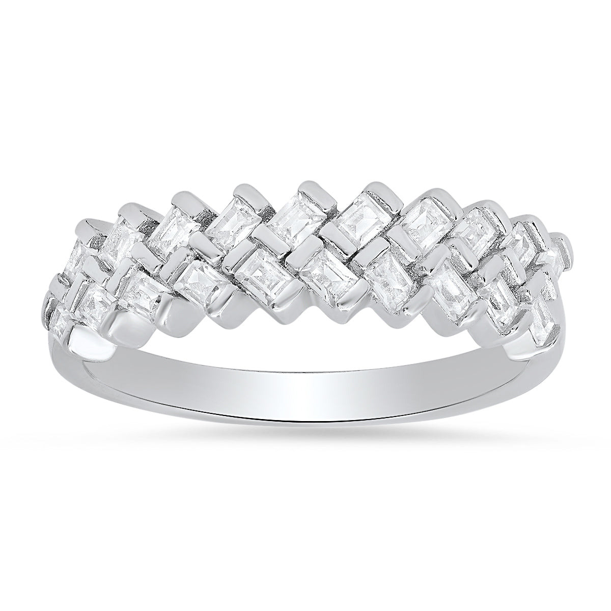 Sterling Silver Baguette-cut CZ Band Ring
