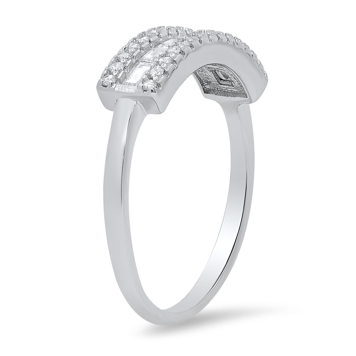 Sterling Silver Petite Baguette-cut CZ Band Ring