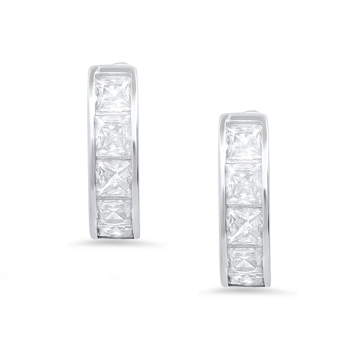 Sterling Silver Petite Princess-cut Huggy Hoop Earrings