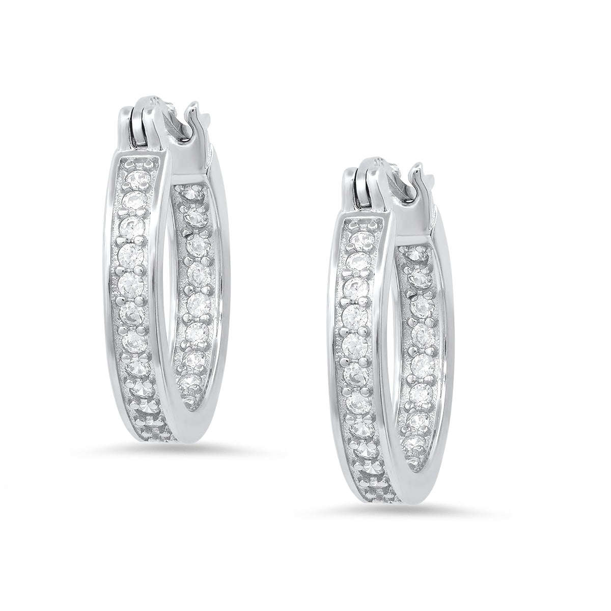 Sterling Silver Inside Out 20mm CZ Hoop Earrings