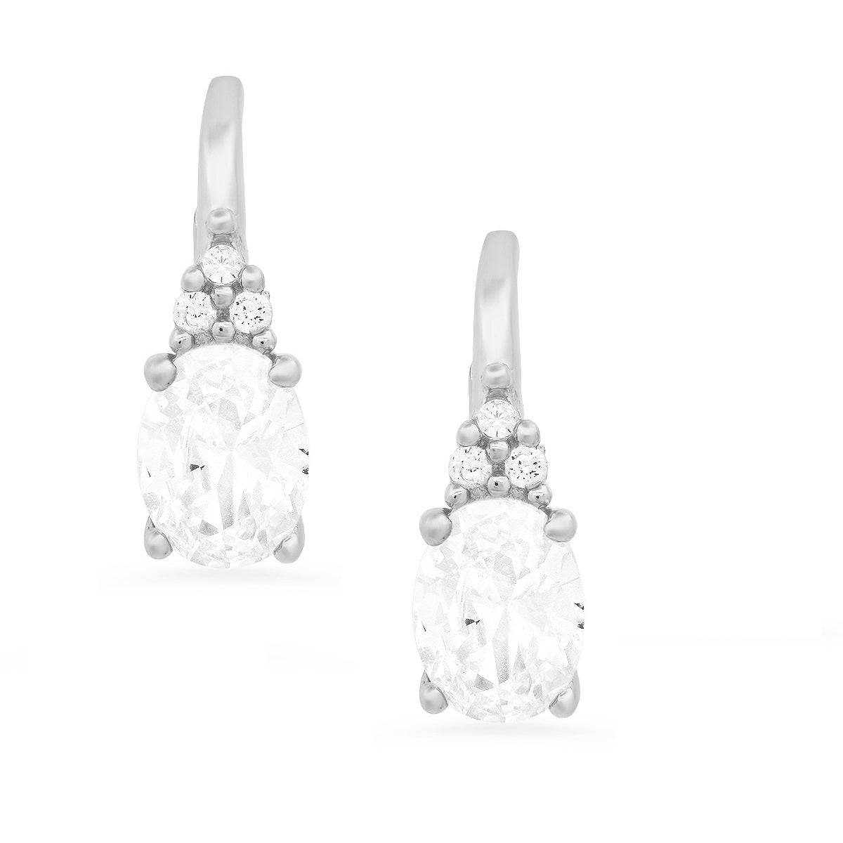 Sterling Silver CZ Leverback Earrings