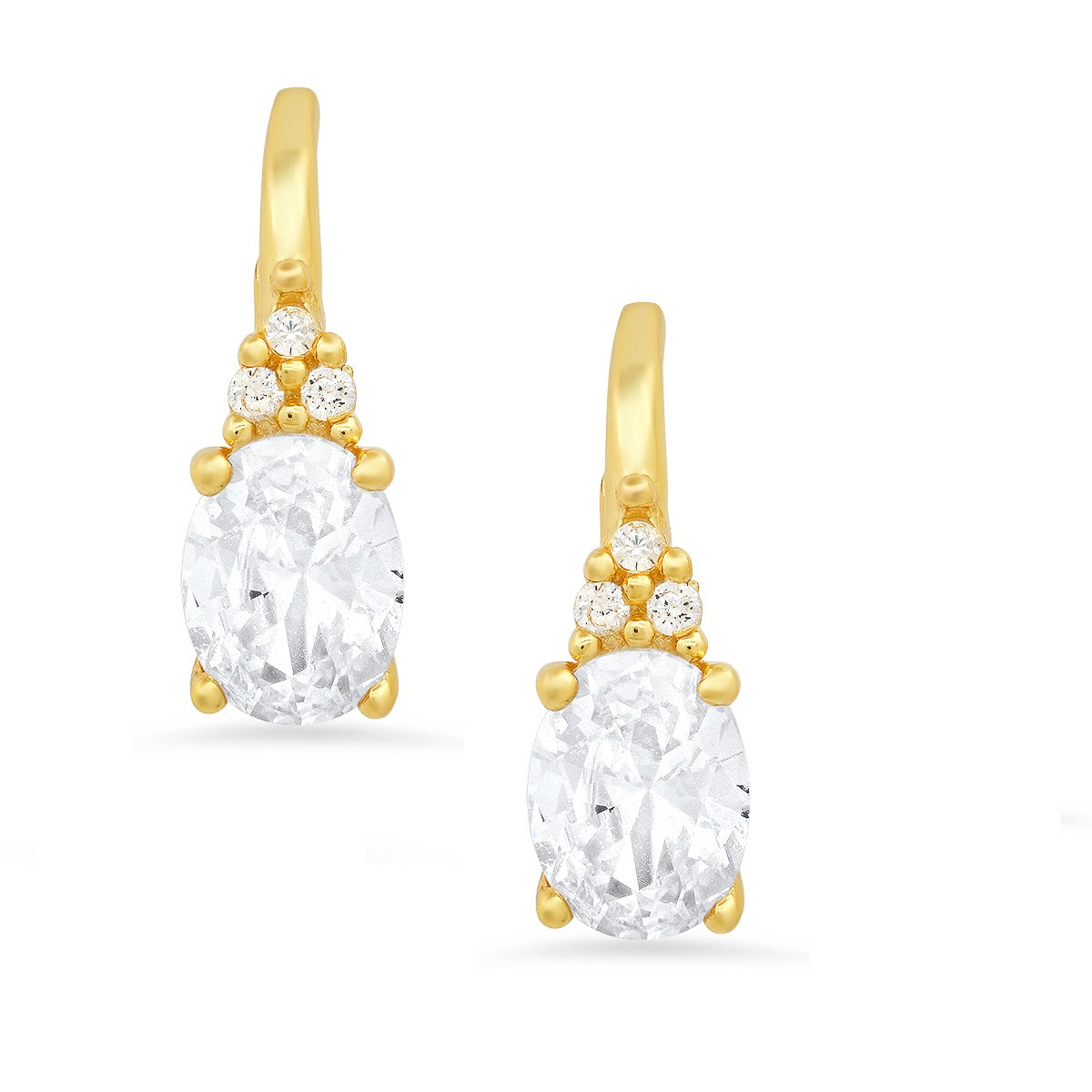 Sterling Silver CZ Leverback Earrings