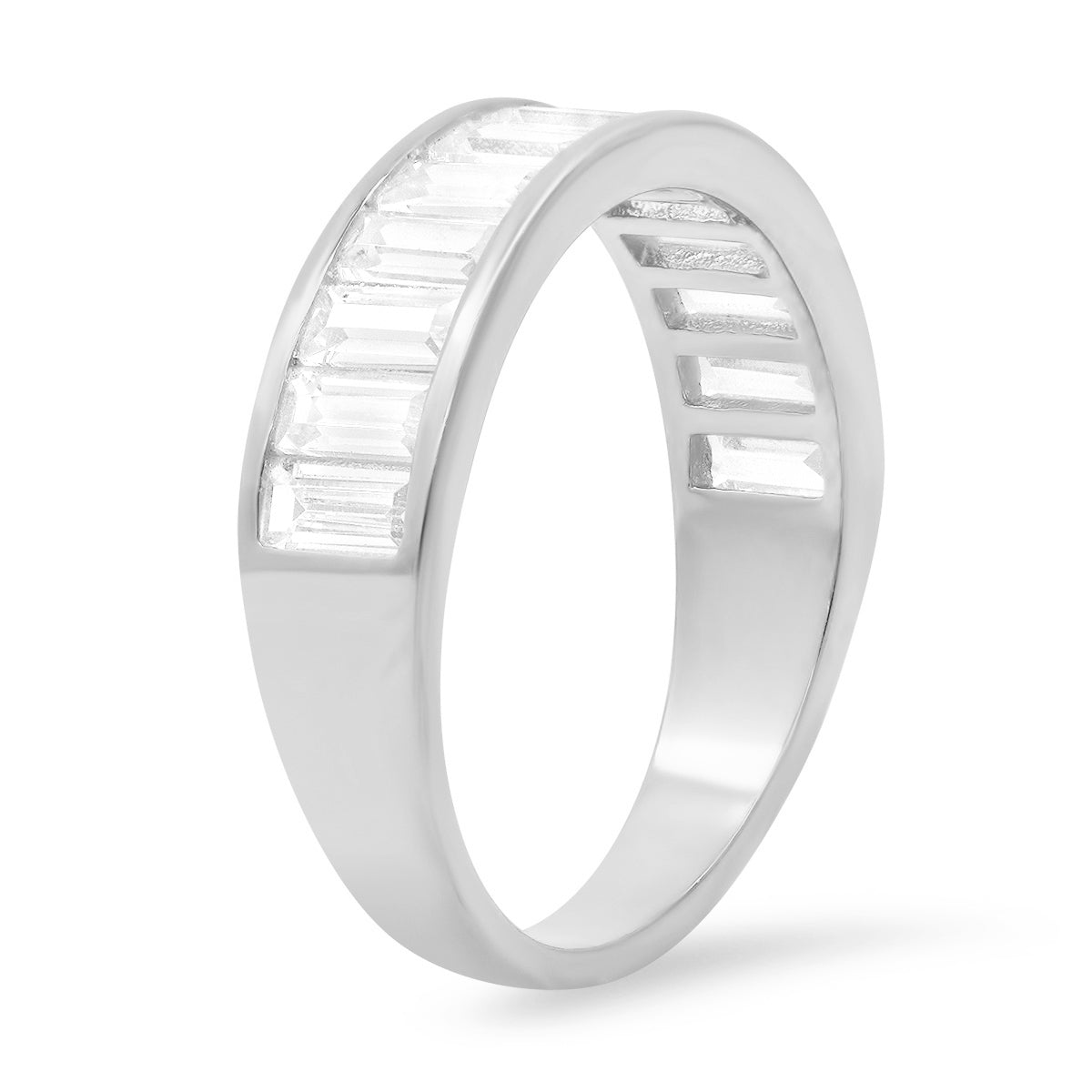 Sterling Silver Baguette-cut CZ Band Ring