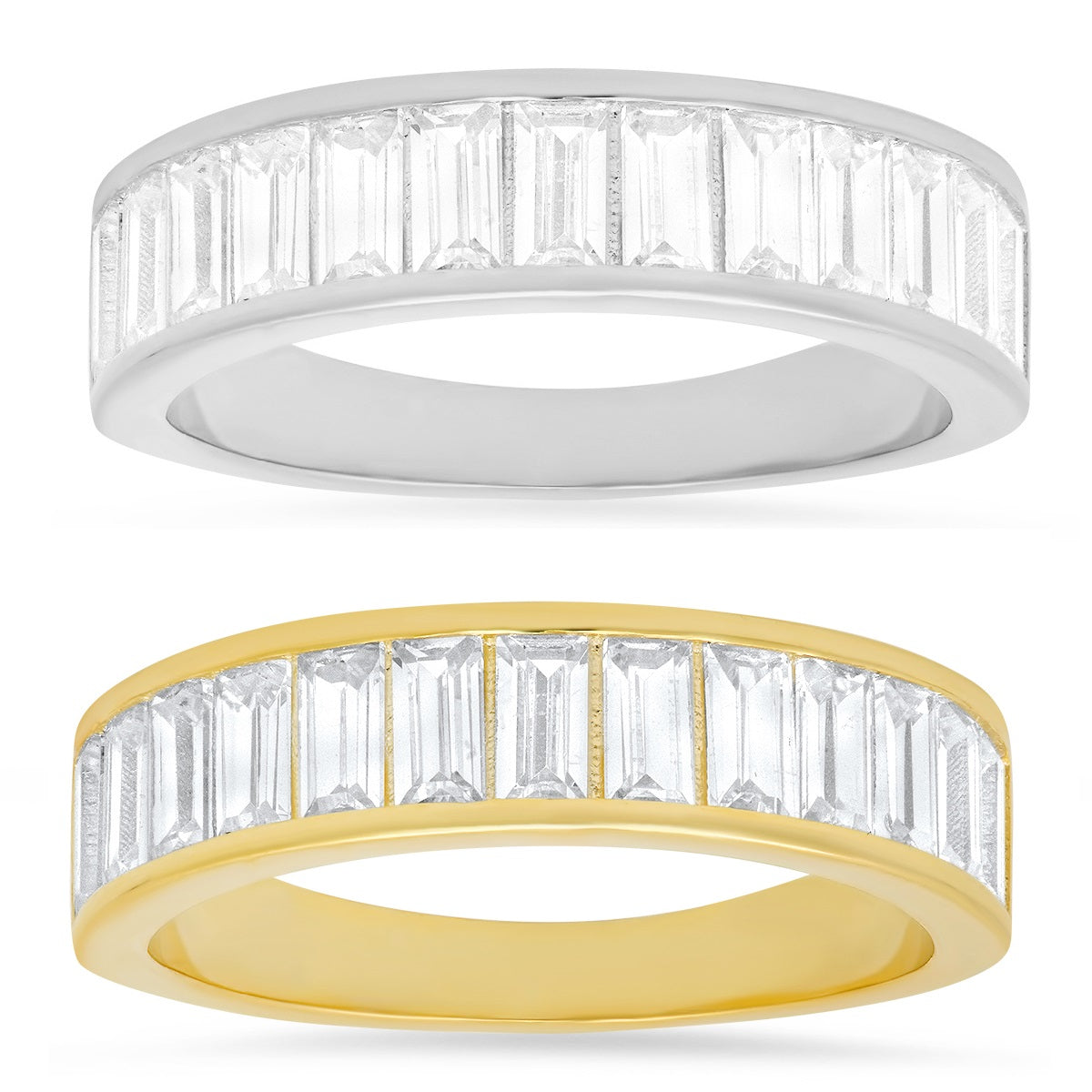 Sterling Silver Baguette-cut CZ Band Ring