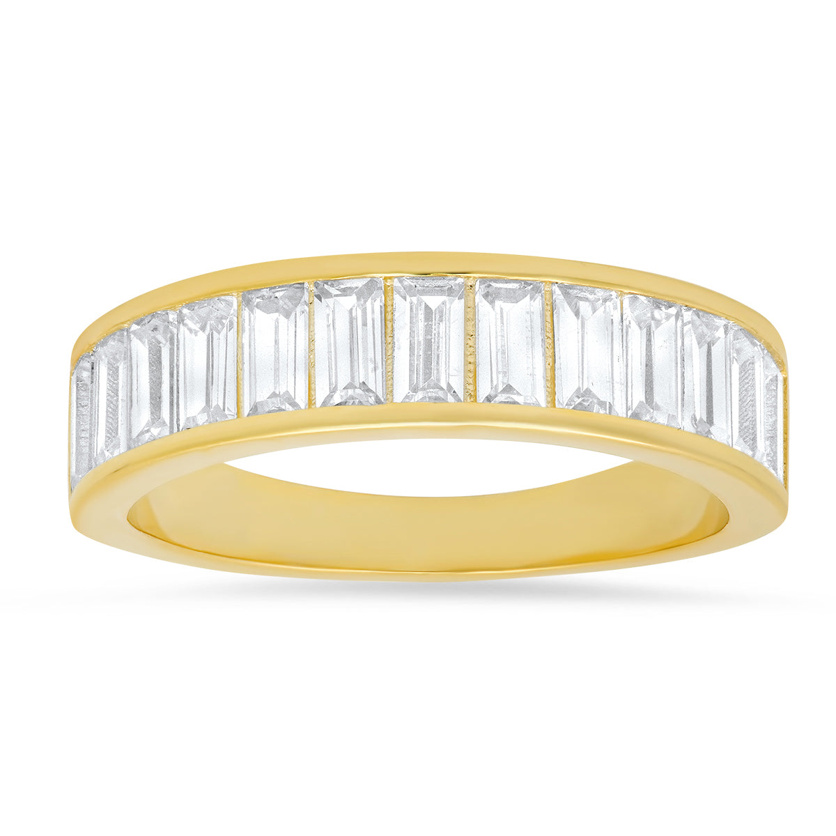 Sterling Silver Baguette-cut CZ Band Ring