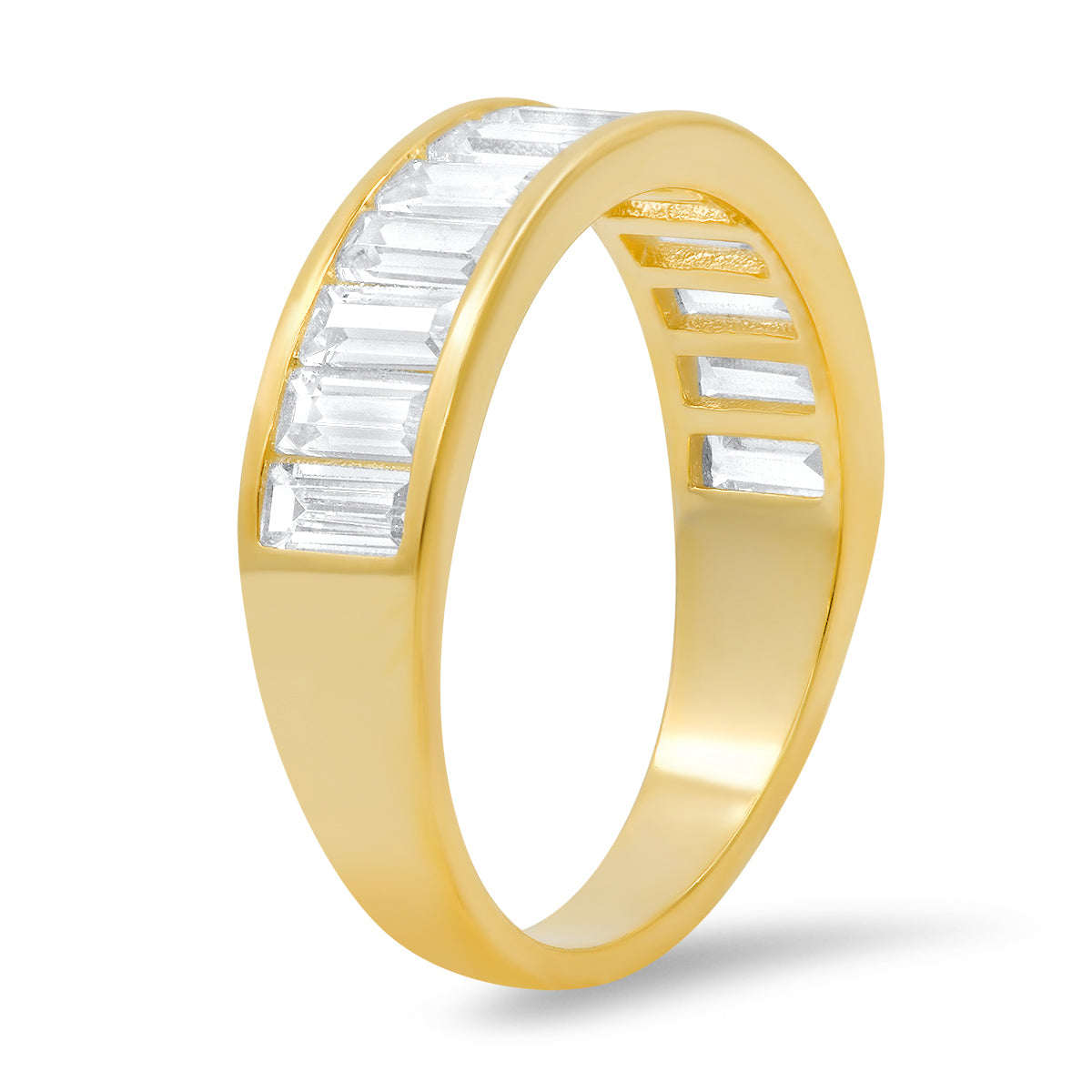 Sterling Silver Baguette-cut CZ Band Ring