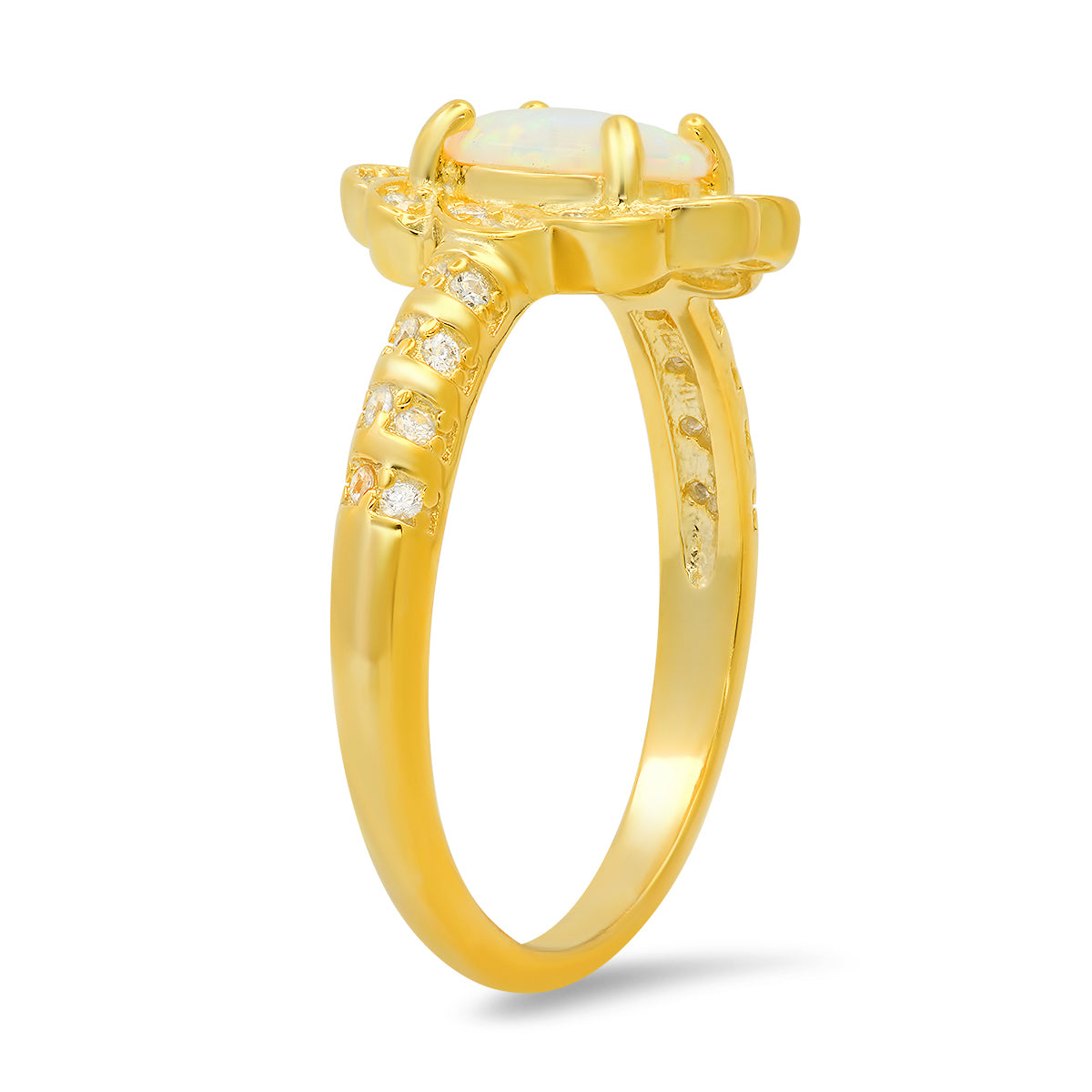 Sterling Silver Opal Floral Ring