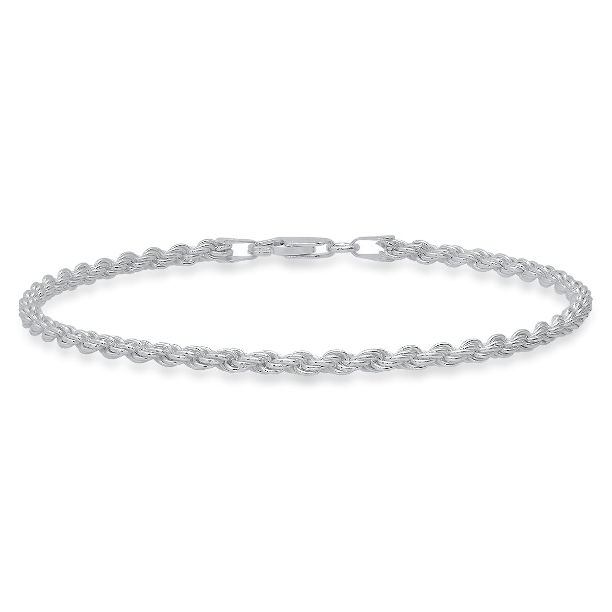 Mens Sterling Silver Italian 8.5" Thick Rope Chain Bracelet