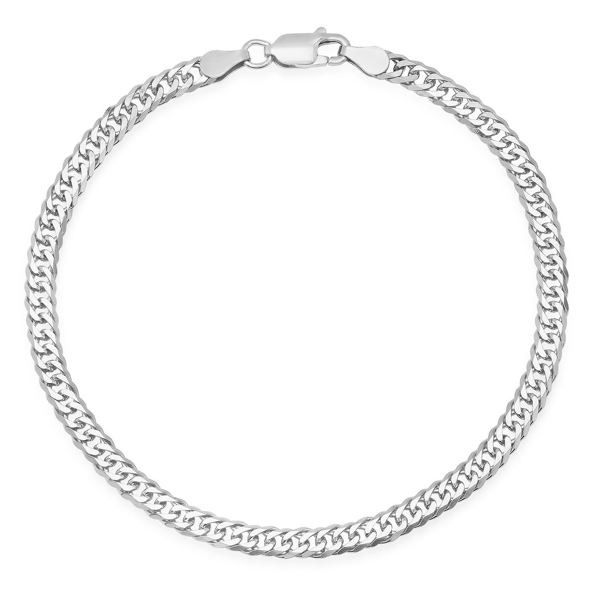 Mens Sterling Silver Italian 8.5" Miami Cuban Double Chain Bracelet