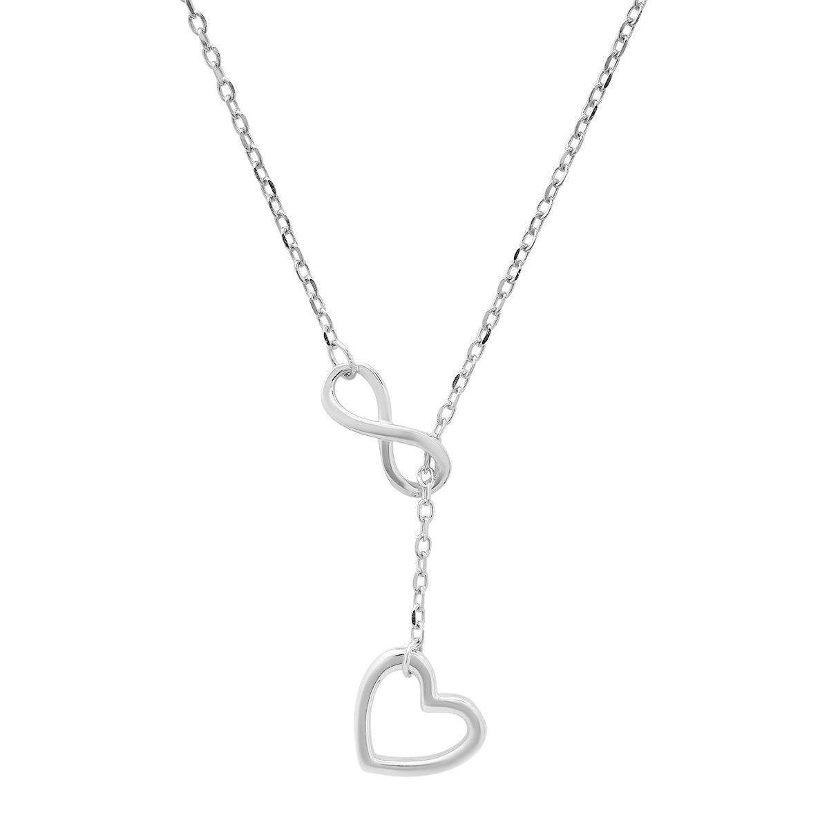 Sterling Silver Infinity Heart Y Necklace