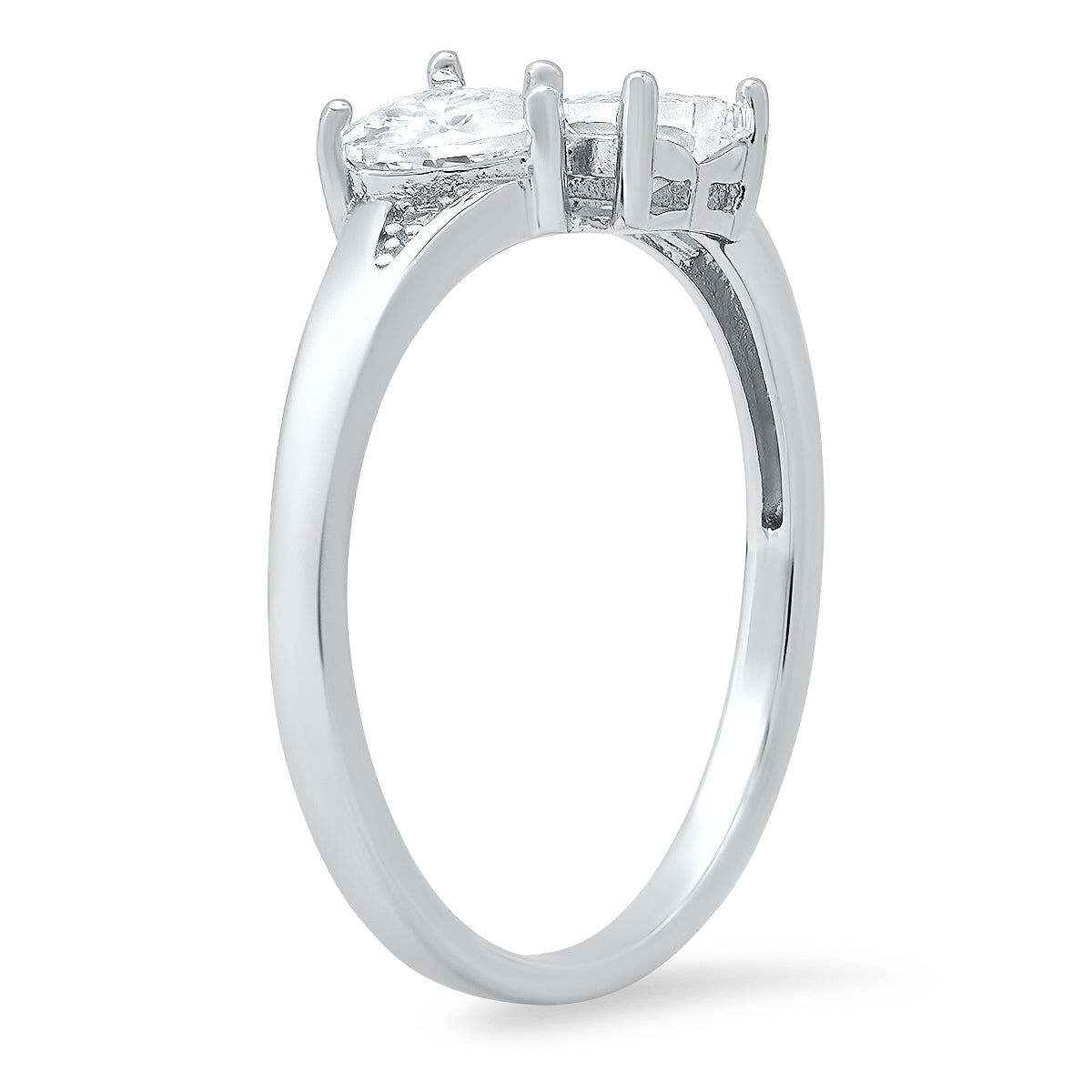 Sterling Silver Double Heart CZ Ring