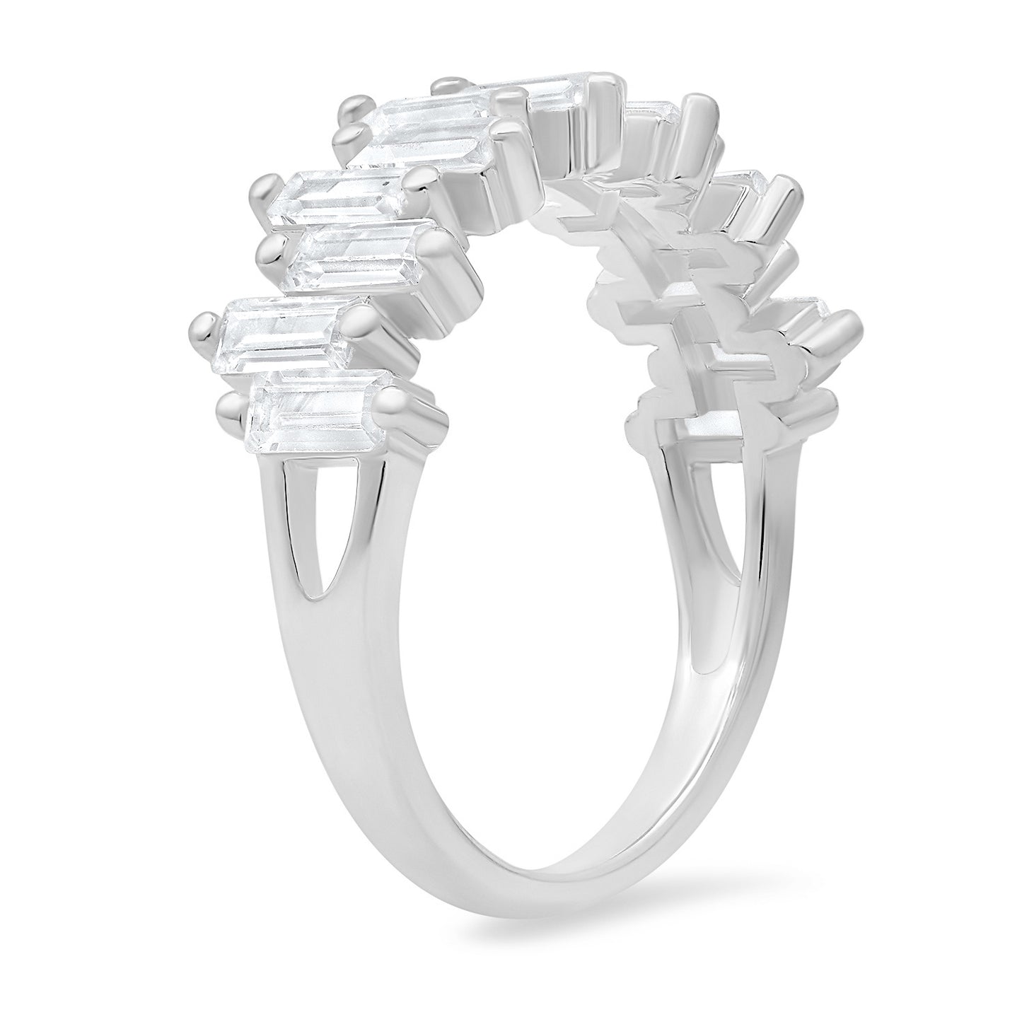 Abstract Baguette-cut CZ Ring