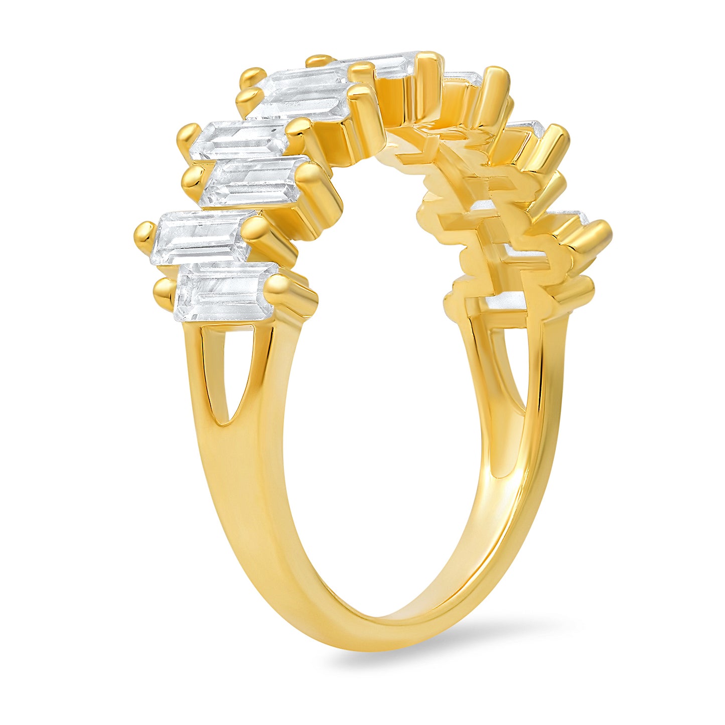 Abstract Baguette-cut CZ Ring