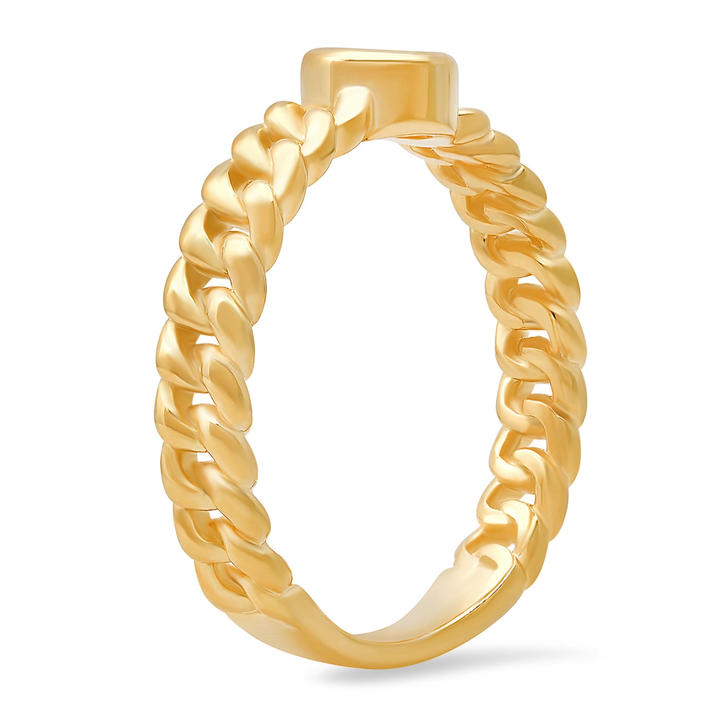 Bezel-set CZ Curb Chain Ring