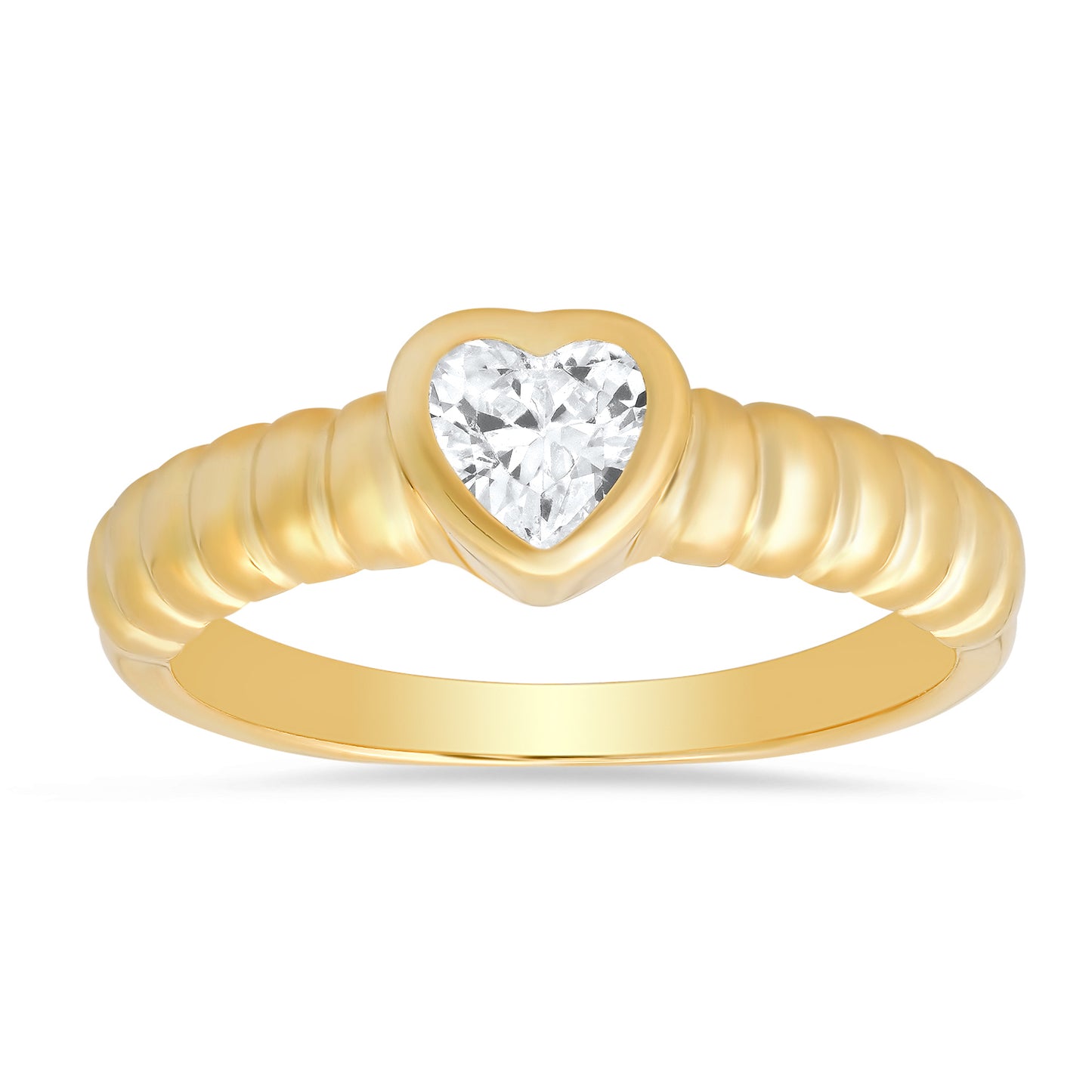 14k Gold Over Silver Bezel-set Heart Gemstone Ring