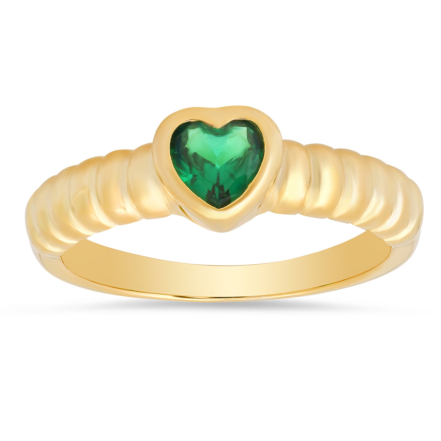 14k Gold Over Silver Bezel-set Heart Gemstone Ring