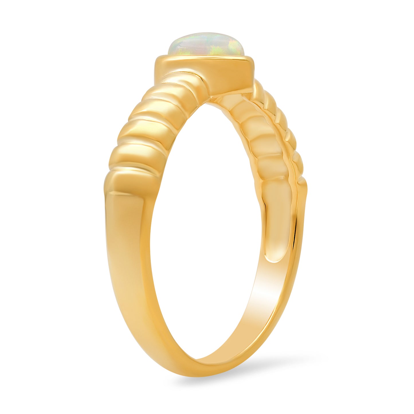 14k Gold Over Silver Bezel-set Heart Gemstone Ring