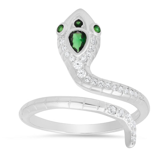 Sterling Silver CZ Snake Ring