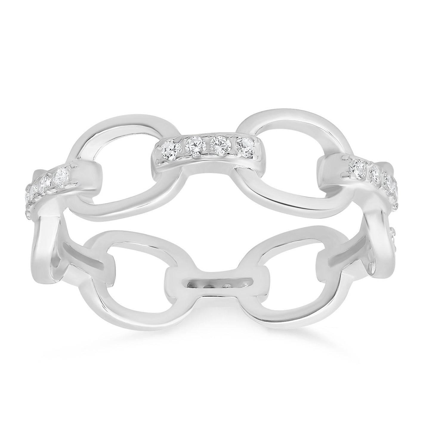 Sterling Silver CZ Paper Clip Band Ring