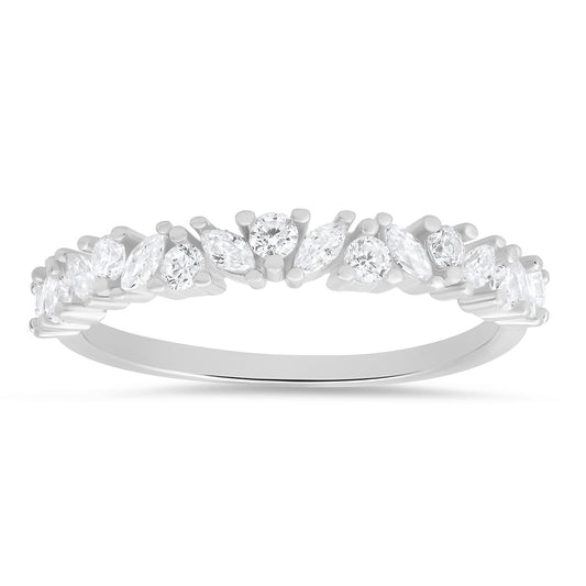 Sterling Silver Marquise-cut CZ Band Ring