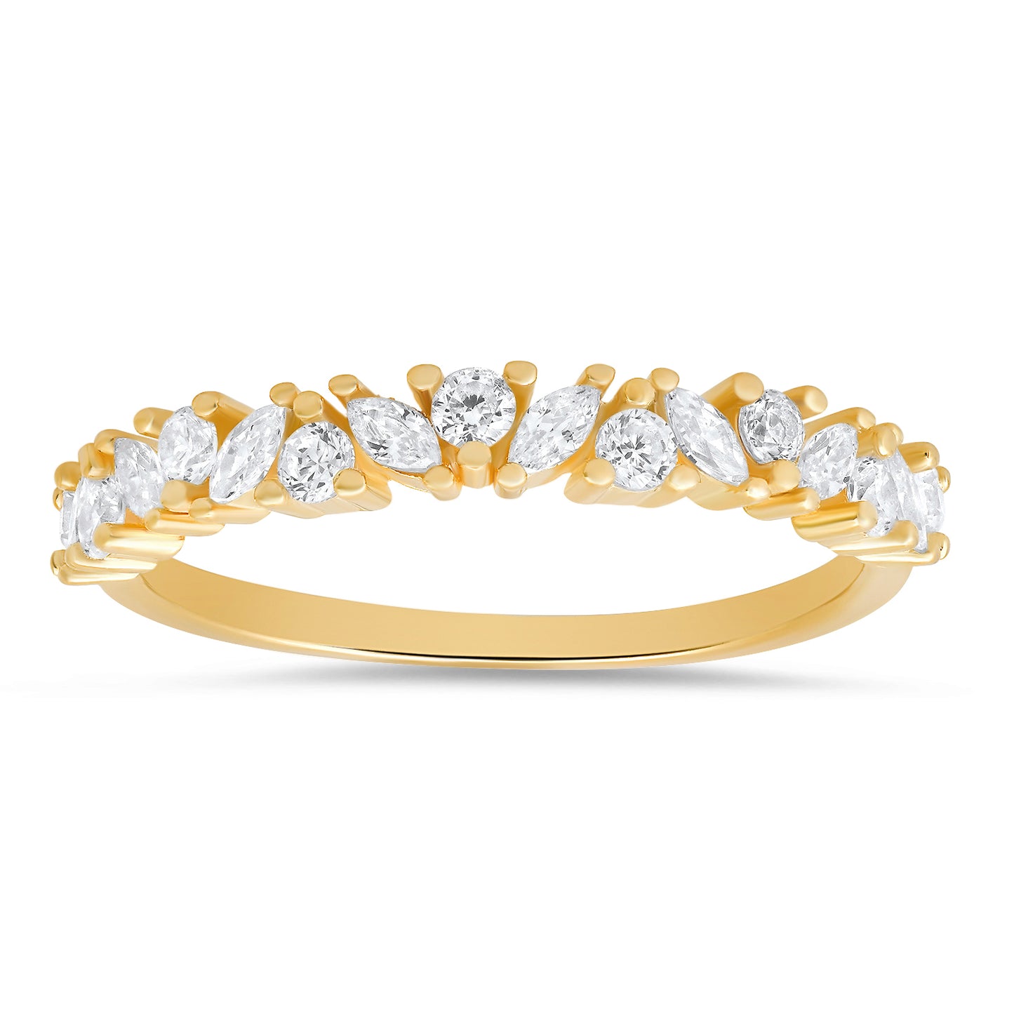Sterling Silver Marquise-cut CZ Band Ring