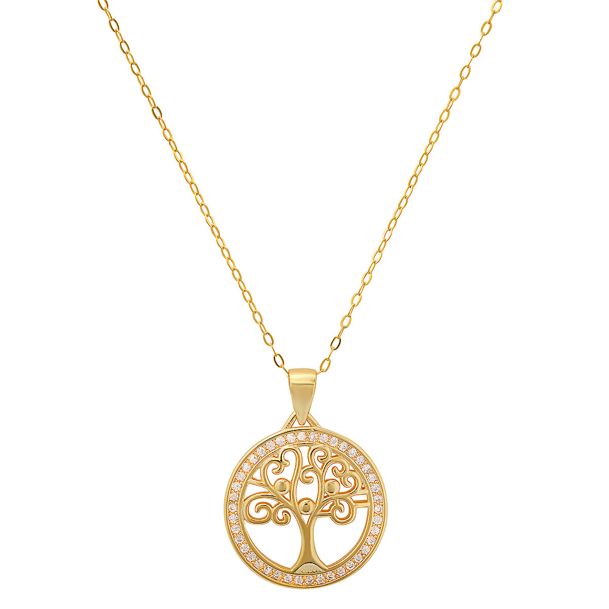 Sterling Silver CZ Tree of Life Pendant Necklace