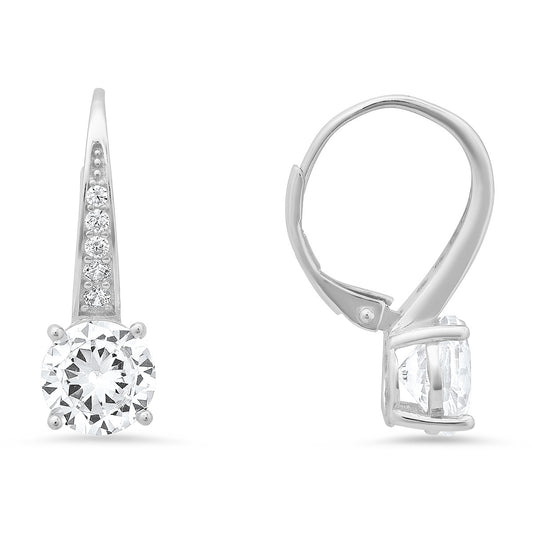 Sterling Silver Graduating CZ Leverback Earrings