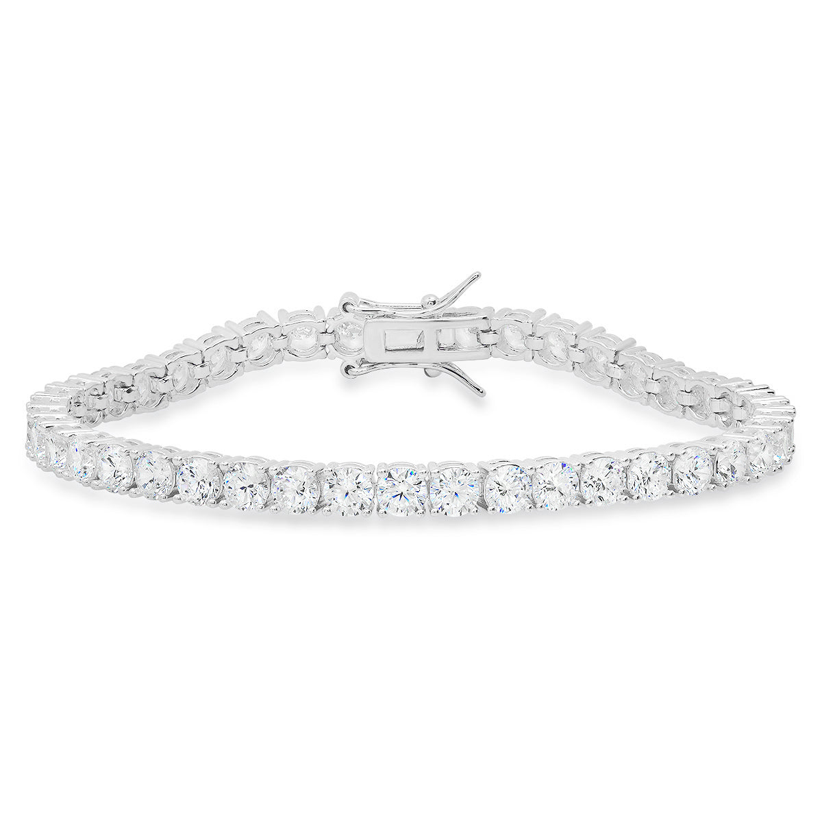 Sterling Silver Round-cut CZ Tennis Bracelet