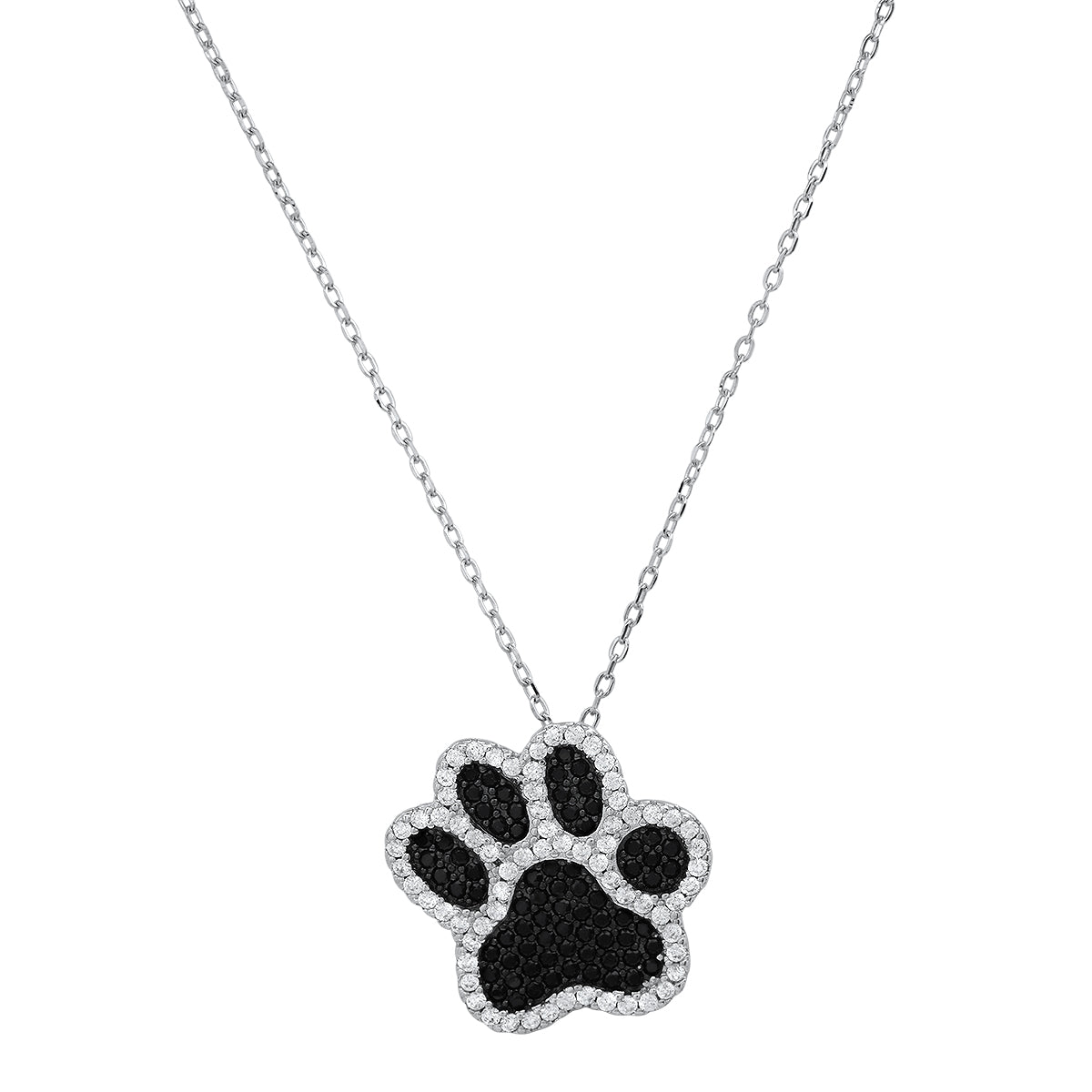 Sterling Silver Diamond Doggy Paw Pendant