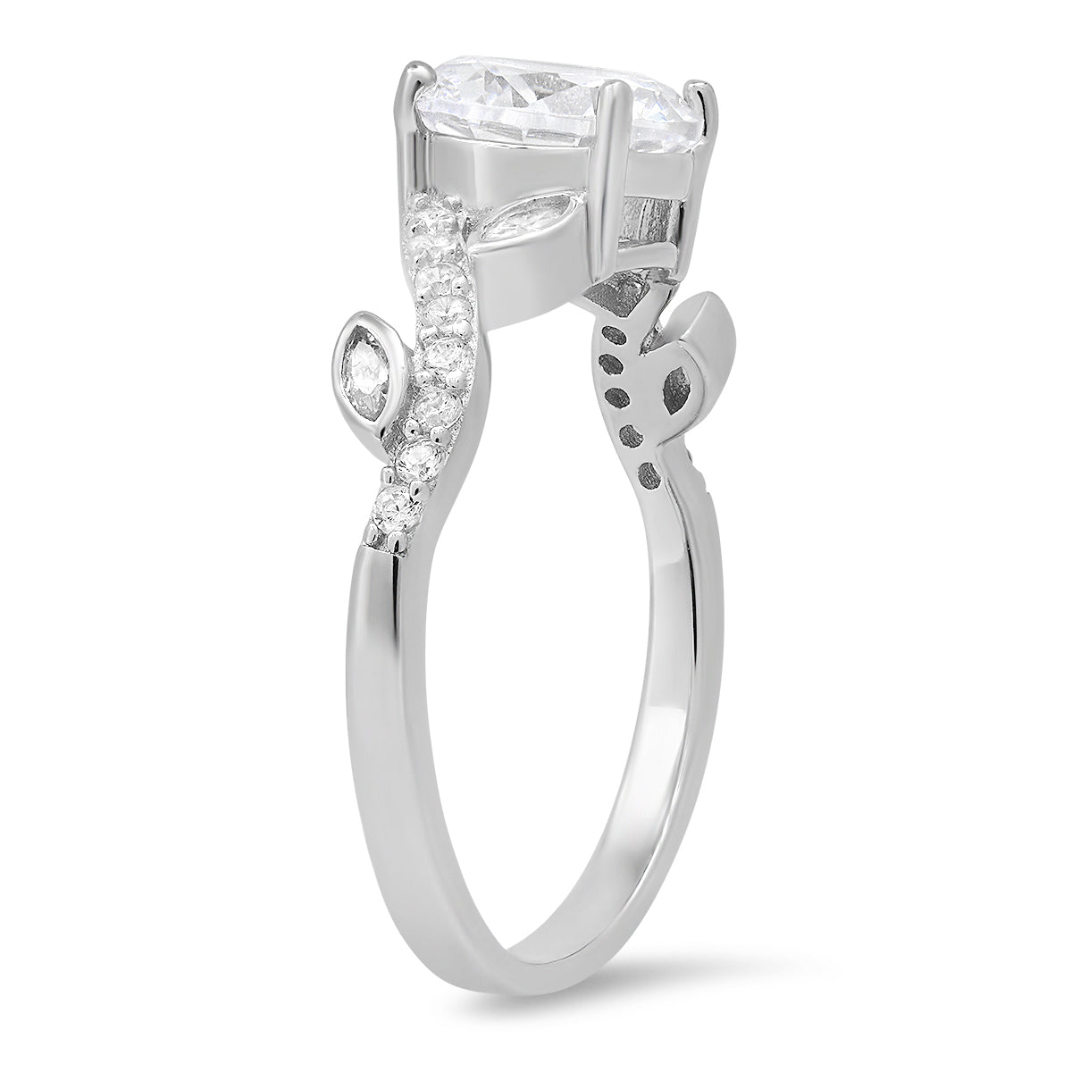 Sterling Silver Diamond CZ Floral Ring