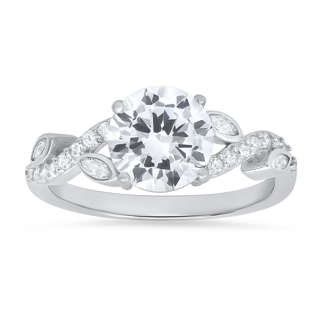 Sterling Silver Diamond CZ Floral Ring