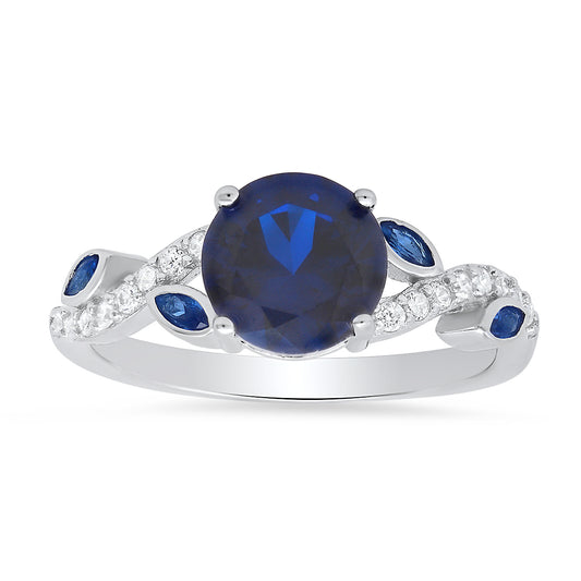 Sterling Silver Sapphire Floral Ring