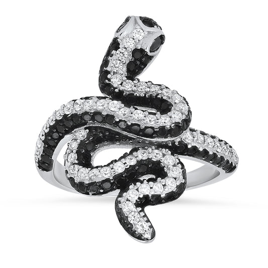 Sterling Silver Diamond CZ Snake Ring