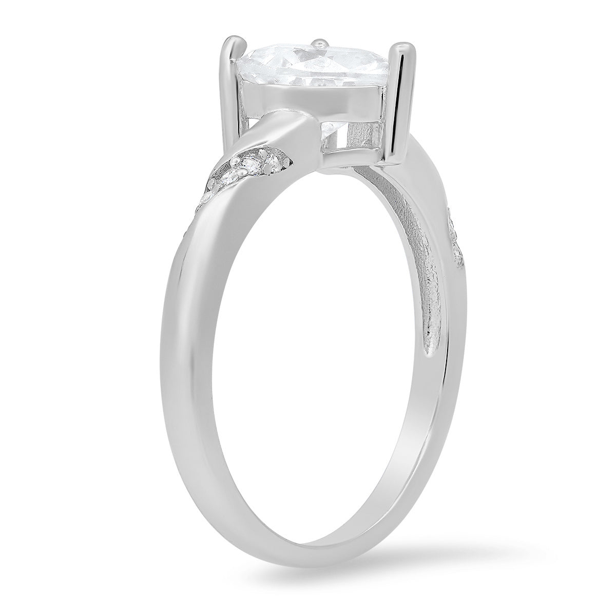 Sterling Silver Heart-cut Diamond CZ Ring