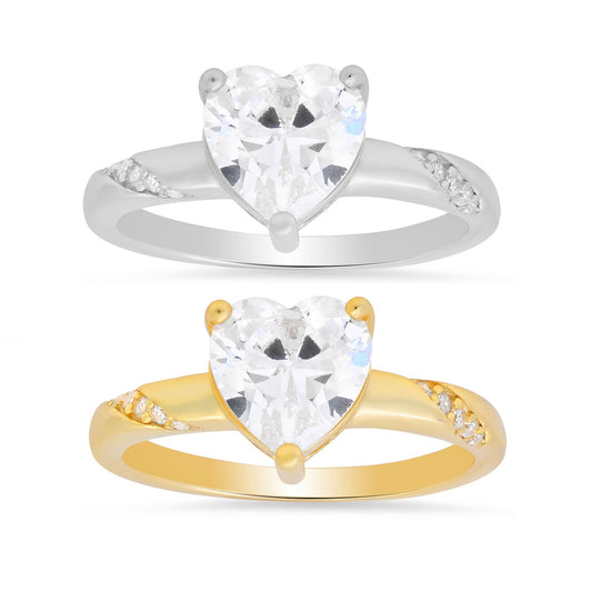 Sterling Silver Heart-cut Diamond CZ Ring