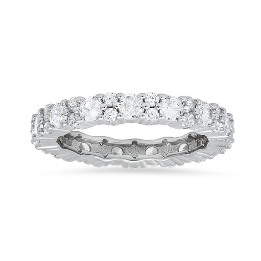 Sterling Silver Diamond CZ Eternity Band Ring