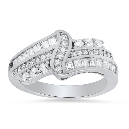 Sterling Silver Swirl CZ Ring