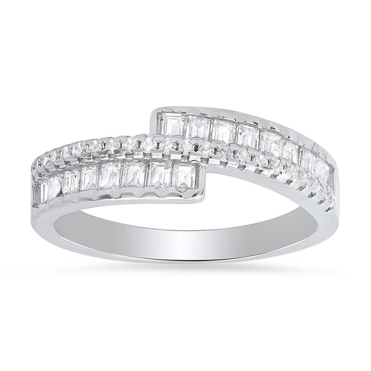 Sterling Silver Petite Princess-cut CZ Ring