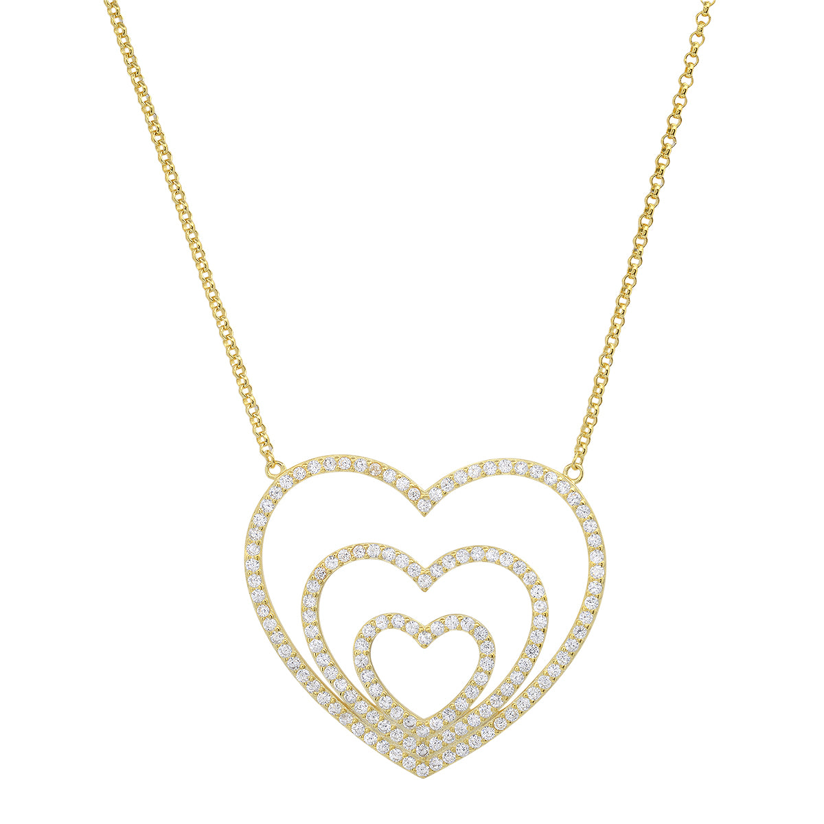 Sterling Silver 'Layers of Love' Diamond Heart Necklace