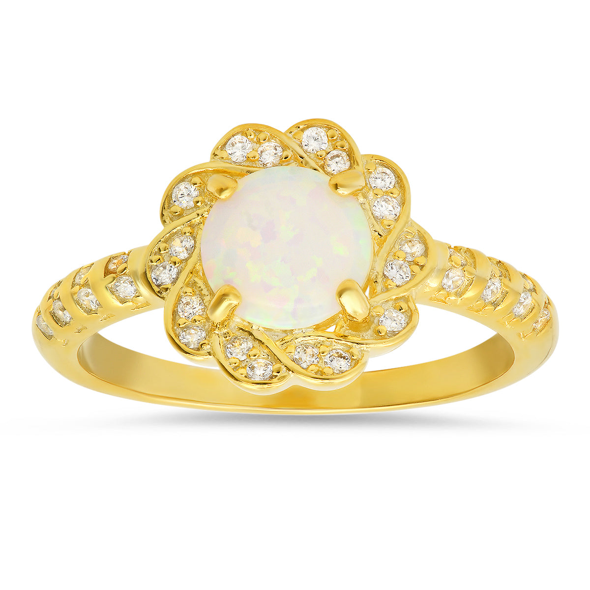 Sterling Silver Opal Floral Ring